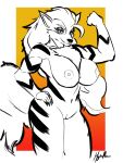  anthro arcanine big_breasts breasts female flexing generation_1_pokemon genitals hi_res hyenamane mature_female muscular nintendo pokemon pokemon_(species) pussy rachel_(hyenamane) solo tail 