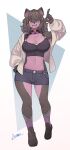  absurd_res anthro arumo big_breasts black_hair bottomwear breasts brown_eyes canid canine canis christmas cleavage clothed clothing cutoffs denim denim_clothing exy female hair hi_res holidays looking_at_viewer mammal medium_hair open_mouth shorts smile solo tongue vtuber wolf 