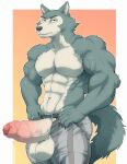  anthro balls beastars canid canine canis genitals hi_res humanoid_genitalia humanoid_penis legoshi_(beastars) looking_at_viewer male mammal manly muscular pecs penis scar solo tylerstark wolf 