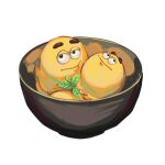  absurdres bowl closed_mouth emoji food food_focus highres meme mint no_humans original potatomochii simple_background white_background 