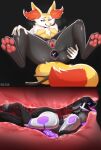  absurd_res anal anal_penetration anal_vore anthro anus balls bio_(blookyes) bodily_fluids braixen breasts butt cum cum_in_ass cum_inside duo feet_first female female_pred fluffy fluffy_tail fur generation_6_pokemon genital_fluids genitals hi_res internal looking_pleasured lying machine male male/female masturbation mr.r1n nintendo nipples on_back pawpads paws penetration penis pokemon pokemon_(species) protogen pussy size_difference spread_legs spreading tail tight_fit tongue tongue_out vore willing_prey 