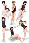  6+girls absurdres amagami ass ayatsuji_tsukasa barefoot black_hair blunt_bangs breasts brown_hair commentary_request competition_swimsuit covered_navel full_body highres jishaku_(user_rcuz2843) knees_together_feet_apart medium_breasts morishima_haruka multiple_girls nakata_sae nanasaki_ai nervous one-piece_swimsuit sakurai_rihoko sitting standing stretching swimsuit tanamachi_kaoru tsukahara_hibiki 