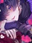  1boy black_nails highres indie_virtual_youtuber kodaa45614347 long_sleeves looking_at_viewer male_focus open_mouth purple_eyes purple_hair short_hair shoto_(vtuber) sword_earrings virtual_youtuber 