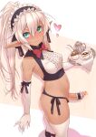  1girl aqua_eyes ass bar_censor bare_shoulders black_pantyhose blush bow bowtie breasts censored cum_in_container cum_in_cup cup dark-skinned_female dark_skin elbow_gloves elf erection exc_heaven foot_out_of_frame foreskin from_above from_side futanari gloves hair_between_eyes heart highres holding holding_tray looking_at_viewer maid maid_headdress medium_breasts navel nose_blush original panties pantyhose penis penis_garter phimosis pointy_ears red_bow red_bowtie side-tie_panties solo teacup teapot thighhighs tray underwear white_gloves white_hair white_thighhighs 