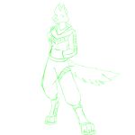  absurd_res anthro biohound branded_clothing canid canine canis cheek_tuft clothing facial_tuft fluffy fluffy_tail footwear hi_res hoodie male mammal paws practice shoes solo sweatpants tail topwear tuft unfinished wolf worldbuilding 