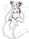  1girl abigail_williams_(fate) abigail_williams_(swimsuit_foreigner)_(fate) abigail_williams_(swimsuit_foreigner)_(first_ascension)_(fate) bikini black_bikini black_bow black_gloves blush bow double_bun fate/grand_order fate_(series) flat_chest full_body gloves grin hair_bow hair_bun highres keyhole long_hair orange_bow red_eyes senbei_(avocadochaya) sharp_teeth sketch smile solo swimsuit teeth tentacles third_eye very_long_hair white_hair 