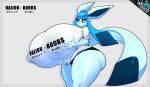  anthro big_breasts big_butt blue_body blue_eyes breasts butt canid canine clothed clothing digital_media_(artwork) eeveelution female female/female fox generation_4_pokemon glaceon hi_res huge_breasts hyper hyper_breasts looking_at_viewer mammal nintendo nipples pokemon pokemon_(species) simple_background solo thiccbuns 