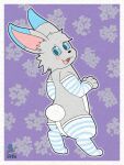  2023 clothing hi_res lagomorph legwear leporid looking_at_viewer looking_back mammal rabbit standing syngie thigh_highs 