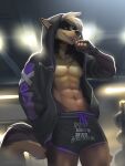  anthro black_eyes boxers_(clothing) clothing grand_theft_auto hi_res jacket koul male no_shirt rockstar_games solo tongue tongue_out topwear underwear yellow_eyes 