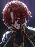  1boy alear_(fire_emblem) alear_(male)_(fire_emblem) despair fire_emblem fire_emblem_engage gloves hands_on_own_face highres male_focus medium_hair open_mouth red_eyes red_hair solo teeth tomo_shirasu 