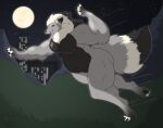  absurd_res athletic big_tail bigburrbailey black_sclera bodily_fluids canid canine drooling full_moon hi_res male mammal mastectomy_scar memphis_(bigburrbailey) monster moon muscular running saliva scar soft_belly solo tail tongue tongue_out trans_(lore) trans_man_(lore) transformation were werecanid werecanine werewolf 