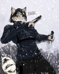  anthro clothed clothing digital_media_(artwork) felid female hi_res lee_hyesup leopard mammal moiidesho pantherine simple_background snow_leopard solo 