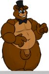  absurd_res anthro balls bear belly big_belly big_butt butt chubby_anthro chubby_male diggydog five_nights_at_freddy&#039;s freddy_(fnaf) fur genitals hi_res machine male mammal navel necktie penis robot scottgames smile smiling_at_viewer solo thick_thighs 