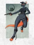  absurd_res anthro black_mesa breasts claws female glock_17 gun half-life handgun hi_res kobold logo orange_body pistol ranged_weapon scalie solo tail visitor_112 weapon 