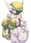  &lt;3 absurd_res anthro ashraely big_breasts breasts curvy_figure female fur gardevoir generation_3_pokemon generation_4_pokemon genitals green_body green_hair hair hi_res huge_breasts hybrid lagomorph looking_at_viewer lopunny mammal nintendo nipples pokemon pokemon_(species) pussy red_eyes simple_background solo thick_thighs voluptuous white_body white_fur wide_hips 