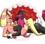  &lt;3 &lt;3_eyes alternate_color alternate_form anthro black_sclera boop breasts cleavage clothed clothing dub_doodlensfw duo eyebrows eyes_closed face_lick female floral flower fusion generation_1_pokemon generation_4_pokemon generation_7_pokemon hi_res jagged_mouth laying_on_ground laying_on_top licking lickipunny lickitung lopunny lying male male/female markings nintendo nipple_outline nose_boop nose_to_nose on_back on_front plant pokeball pokemon pokemon_(species) pokemon_fusion pyukumuku pyukupunny ring_(marking) side_boob side_view striped_markings stripes tail tongue tongue_out uwu white_tail 