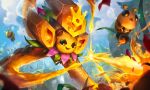  absurdres alien bee bee_wings blue_sky bug cloud grass highres honey league_of_legends mountain official_art open_mouth outdoors plant sky solo tree vel&#039;koz water waterfall 