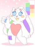  &lt;3 2023 animate_inanimate anthro blush blush_stickers button_eyes eyebrows eyelashes female fur heart_nose hi_res lagomorph leporid living_plushie long_ears mammal paws plushie quilt_(squitoo) rabbit smile solo standing stiches tongue unclecucky white_body white_fur yellow_tongue 
