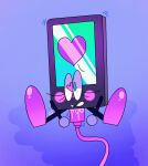  &lt;3 &lt;3_eyes ambiguous_gender ambiguous_penetration animate_inanimate blush bodily_fluids cellphone eyelashes gabby_the_mini_moshifone genital_fluids machine moshi_monsters moshling ojlooneytoon penetration phone robot screen solo toony wire 