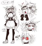  ! !! 1girl :3 animal_ears apron awooo breasts cleavage collar colored_sclera dated fangs garter_belt kneehighs large_breasts long_hair maid maid_apron maid_headdress measurements original red_sclera sharp_teeth socks spiked_collar spikes sweat sweatdrop tail teeth tongue tongue_out twintails white_hair wolf_ears wolf_girl wolf_tail zyugoya 
