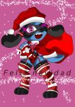  2022 anthro christmas christmas_clothing christmas_headwear clothing cute_fangs elchuydra feliz_navidad female generation_4_pokemon happy hat headgear headwear hi_res hina_(elchuydra) holidays legwear looking_at_viewer merry_christmas nintendo one_eye_closed pattern_clothing pattern_legwear pattern_thigh_highs pink_eyes pokemon pokemon_(species) riolu santa_bag santa_hat smile smiling_at_viewer solo striped_clothing striped_legwear striped_thigh_highs stripes thigh_highs wink winking_at_viewer young 