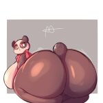  bandai_namco bear big_breasts big_butt breasts butt digimon digimon_(species) female giant_panda hi_res lightmizano looking_at_viewer looking_back mammal pandamon shaking_butt simple_background slightly_chubby solo thick_thighs 