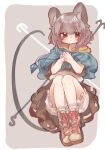  1girl animal_ears ankle_boots bloomers boots highres jewelry mouse_ears mouse_tail nazrin pendant shoelaces shoes short_hair solo sunnyagi906 tail touhou white_bloomers 