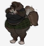  anthro big_breasts big_butt breasts butt canid canine canis clothing domestic_dog eyewear female fluffy glasses glitterawrxd happy hi_res mammal molosser mountain_dog on_phone overweight pajamas saint_bernard solo tail tail_motion tailwag tongue tongue_out 