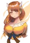  1girl breasts brown_hair fire_emblem fire_emblem_engage goldmary_(fire_emblem) highres large_breasts looking_at_viewer official_alternate_costume r123 solo swept_bangs upper_body yellow_eyes 