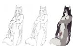  anthro balls black_hair canid canine canis fur genitals goth hair hi_res lulywoolf male mammal multicolored_body multicolored_fur penis solo two_tone_body two_tone_fur wolf yellow_eyes 