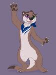  4_toes anthro brown_body feet fur heterochromia hi_res mammal mane mustelid otter paws solo symrea toes 