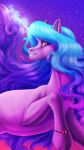  2023 9:16 blue_hair blue_mane bracelet digital_media_(artwork) equid equine female feral fur hair hasbro hi_res horn izzy_moonbow_(mlp) jewelry long_hair long_horn long_mane mammal mane mlp_g5 my_little_pony oneiria-fylakas purple_body purple_eyes purple_fur smile solo unicorn unicorn_horn 