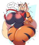  absurd_res anthro arcanine areola big_breasts black_body black_fur breasts canid canine canis clothing female fur generation_1_pokemon genitals hair hi_res huge_breasts inner_ear_fluff mammal multicolored_body multicolored_fur navel neck_tuft nintendo nipples nonarycubed nude orange_body orange_fur pokemon pokemon_(species) pokemorph red_eyes simple_background solo thick_thighs torn_clothing tuft wardrobe_malfunction wide_hips 