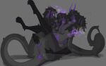  2023 5_heads absurd_res anthro anus big_breasts big_butt biped black_body black_fur black_sclera breasts breath_powers butt claws digital_media_(artwork) dragon female finger_claws fur genitals grey_body grey_fur hi_res horn looking_at_viewer lvlirror multi_head nipples purple_anus purple_eyes purple_horn purple_nipples purple_pussy pussy scalie solo spread_pussy spreading toe_claws 