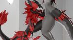  anthro anthro_on_anthro balls blender_(software) duo erection fellatio fur genitals hi_res kneeling knot male male/male nude oral penile penis raised_tail red_body red_eyes red_fur red_penis sex tail wickerbeast 