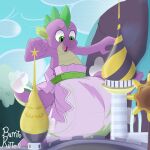  big_diaper burritokitten canterlot diaper dragon friendship_is_magic green_eyes hasbro hi_res macro male my_little_pony pupils purple_body purple_scales scales slit_pupils solo spike_(mlp) 