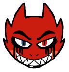  anthro dorian_(bds_charmeleon) grin heterochromia horn icon kobold looking_at_viewer low_res male red_body red_scales scales scalie sharp_teeth smile solo teeth vdisco 