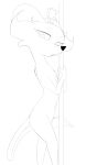  2017 anthro bedroom_eyes black_and_white dancing featureless_chest female hermione hi_res looking_down mammal monochrome mustelid musteline narrowed_eyes navel nude open_mouth pole pole_dancing seductive sherlock_yack simple_background solo stoat true_musteline unknown_artist weasel white_background 