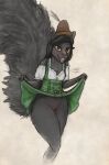  2023 anthro black_body black_fur black_hair blokfort bottomless bottomwear breasts brown_eyes clothed clothing clothing_lift dress female fur genitals hair hat headgear headwear hi_res mammal oktoberfest pussy rodent sciurid simple_background skirt skirt_lift smile solo teeth tree_squirrel 