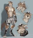  &lt;3 2023 abs absurd_res anthro athletic athletic_anthro athletic_male belt biceps biped blep bottomwear brown_body brown_fur bulge canid canine canis clothed clothing digital_media_(artwork) ear_piercing ear_ring epic_games eyebrows fingerless_gloves fofffolfy fortnite full-length_portrait fur furgonomic_footwear furgonomic_headwear furgonomics gloves grey_background handwear headshot_portrait hi_res male mammal navel open_mouth open_smile pecs piercing portrait ring_piercing shorts simple_background smile solo tan_body tan_fur teeth tongue tongue_out topless wendell_(fortnite) wolf 