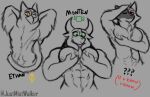  absurd_res anthro armpit_hair avian barazoku bird body_hair bovid caprine chest_tuft domestic_cat ethan(the_mist_walker) felid feline felis goat happy_trail hi_res looking_at_viewer male male/male mammal merthis monten_smith pecs pecs_touching pose sketch the_mist_walker tuft 