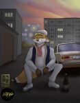  absurd_res canid canine car clothed clothing fox hi_res male mammal pawprincess sfw slav solo vehicle 