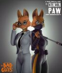  2023 3d_(artwork) 4_fingers adjusting_glasses anthro black_clothing business_suit canid canine clothing diane_foxington digital_media_(artwork) dreamworks eyewear female fingers fox fur glasses gold97fox grey_clothing hi_res looking_at_viewer mammal necktie orange_body orange_fur pink_nose source_filmmaker suit the_bad_guys 