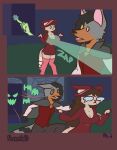  absurd_res anthro bam_(khainethewolf) big_breasts bouncing_breasts breast_expansion breasts comic duo expansion female hi_res khaine_(khainethewolf) magic_user male nokamiwd running scared simple_background tagme 
