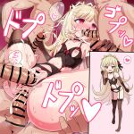  1girl 5boys anal ass bar_censor black_choker black_panties blonde_hair blush breasts brown_gloves brown_thighhighs censored choker collarbone crotchless crotchless_panties cum cum_in_ass cum_in_mouth cum_in_pussy ecute ejaculation elbow_gloves fangs fellatio flower frills full_body garter_belt garter_straps gloves hair_flower hair_ornament handjob heart jashin-chan_dropkick lingerie long_hair looking_at_viewer multiple_boys multiple_views mumyou_ishi navel nipples open_mouth oral panties pink_background pussy pussy_juice red_background red_eyes rose saliva sex simple_background small_breasts smile spoken_heart spread_legs standing sweat tears thighhighs underwear vaginal 