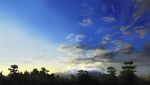  ariken blue_sky cloud commentary_request landscape mountain nature no_humans original outdoors plant scenery sky still_life tree yellow_sky 