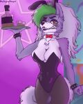  4:5 absurd_res alcohol angry anthro beverage bunny_costume canid canine canis clothing costume female five_nights_at_freddy&#039;s five_nights_at_freddy&#039;s:_security_breach hi_res looking_at_viewer mammal naysayingmongrel roxanne_wolf_(fnaf) scottgames solo steel_wool_studios waiter wolf 
