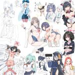  6+girls alternate_costume aris_(blue_archive) artist_request black_hair blue_archive blush breasts character_request closed_eyes clothing_cutout collaboration fellatio flame_tsukushi flat_chest halo haruharu_sensei hetero highres hiyori_(blue_archive) jiangshi_costume kanna_(blue_archive) kazusa_(blue_archive) kisaki_(blue_archive) large_breasts long_hair medium_breasts misaki_(blue_archive) miyako_(blue_archive) miyu_(blue_archive) moe_(blue_archive) multiple_girls mutsuki_(blue_archive) noa_(blue_archive) oral penis plana_(blue_archive) saki_(blue_archive) short_hair shoulder_cutout simple_background smile standing talisman translation_request white_background yuuka_(blue_archive) yuzu_(blue_archive) 