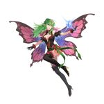  1girl antennae blush breasts butterfly_wings cleavage cleavage_cutout clothing_cutout dress fairy fairy_wings fake_wings fire_emblem fire_emblem_awakening fire_emblem_heroes flower full_body gloves green_eyes green_hair hair_ornament hair_ribbon high_heels insect_wings large_breasts leaf leaf_on_head long_hair multicolored_clothes multicolored_dress official_alternate_costume official_art pointy_ears ponytail ribbon rose simple_background solo thighhighs tiara tiki_(adult)_(fire_emblem) tiki_(adult)_(resplendent)_(fire_emblem) tiki_(fire_emblem) wings 