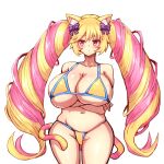  animal_humanoid big_breasts bikini blonde_hair blush breasts cat_humanoid clothing crossed_arms curvy_figure domestic_cat felid felid_humanoid feline feline_humanoid felis female genitals hair hi_res himeko_mashima horizon_breaker huge_breasts humanoid long_hair long_tail mammal mammal_humanoid multicolored_hair navel penis pink_hair red_eyes ribbed_penis sanrio show_by_rock!! simple_background solo swimwear tail two_tone_hair 